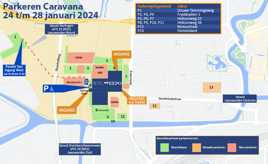 Route en parkeren Caravana